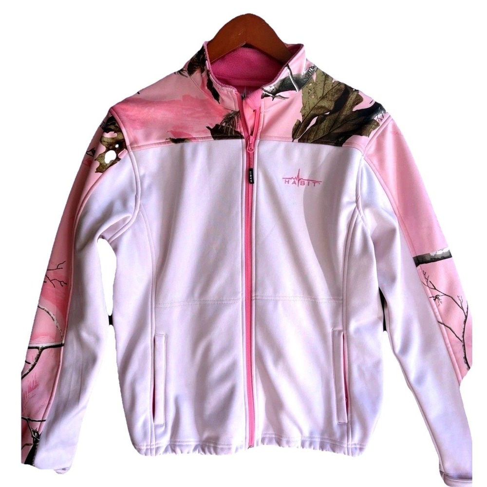 Habit Realtree Camo Full Zip Performance‎ Jacket Womens S Pink Softshell Fleece
